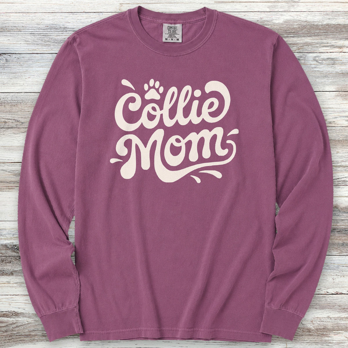 Collie Groovy Mom Long Sleeve Tee - Berry