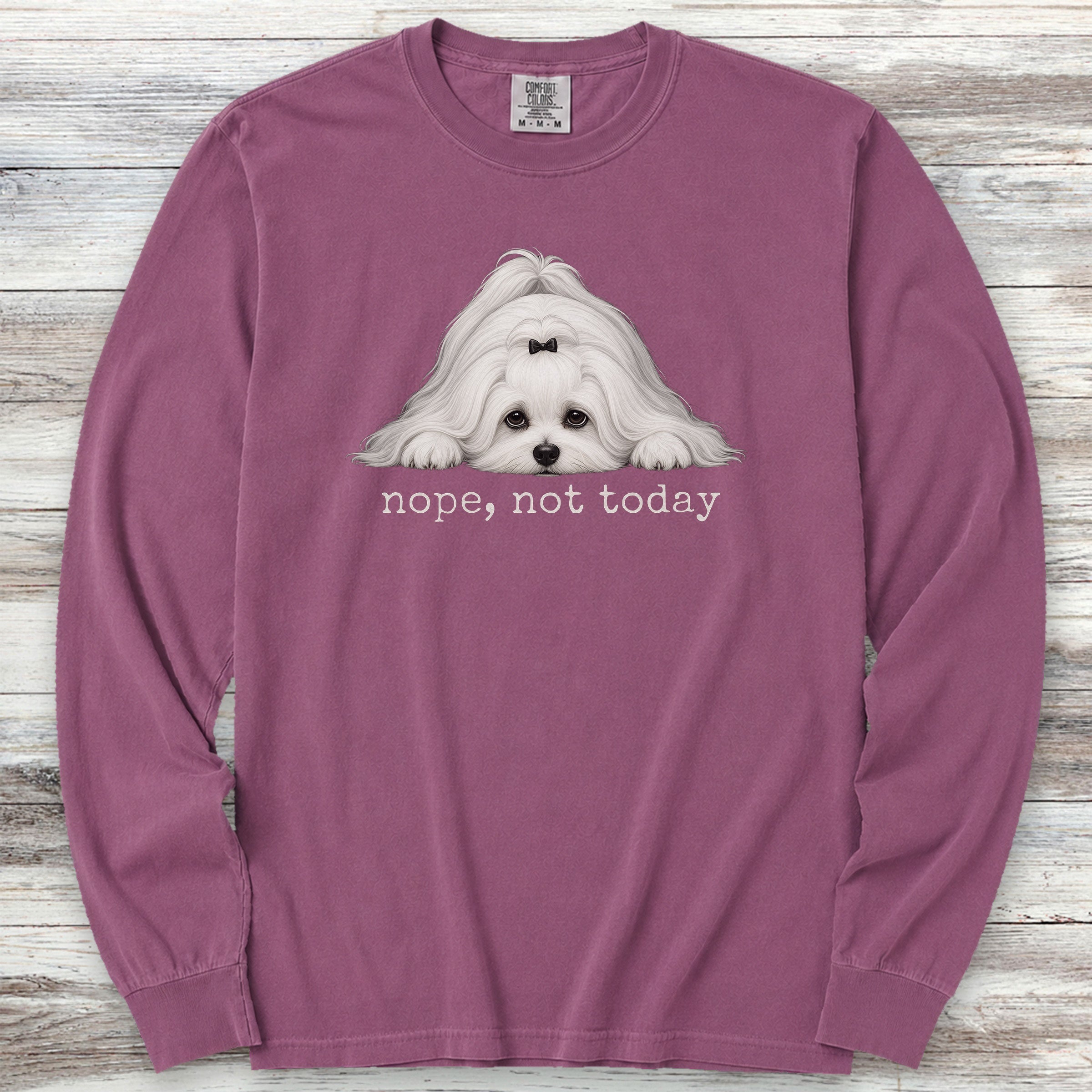 Maltese Nope Long Sleeve Tee - Berry