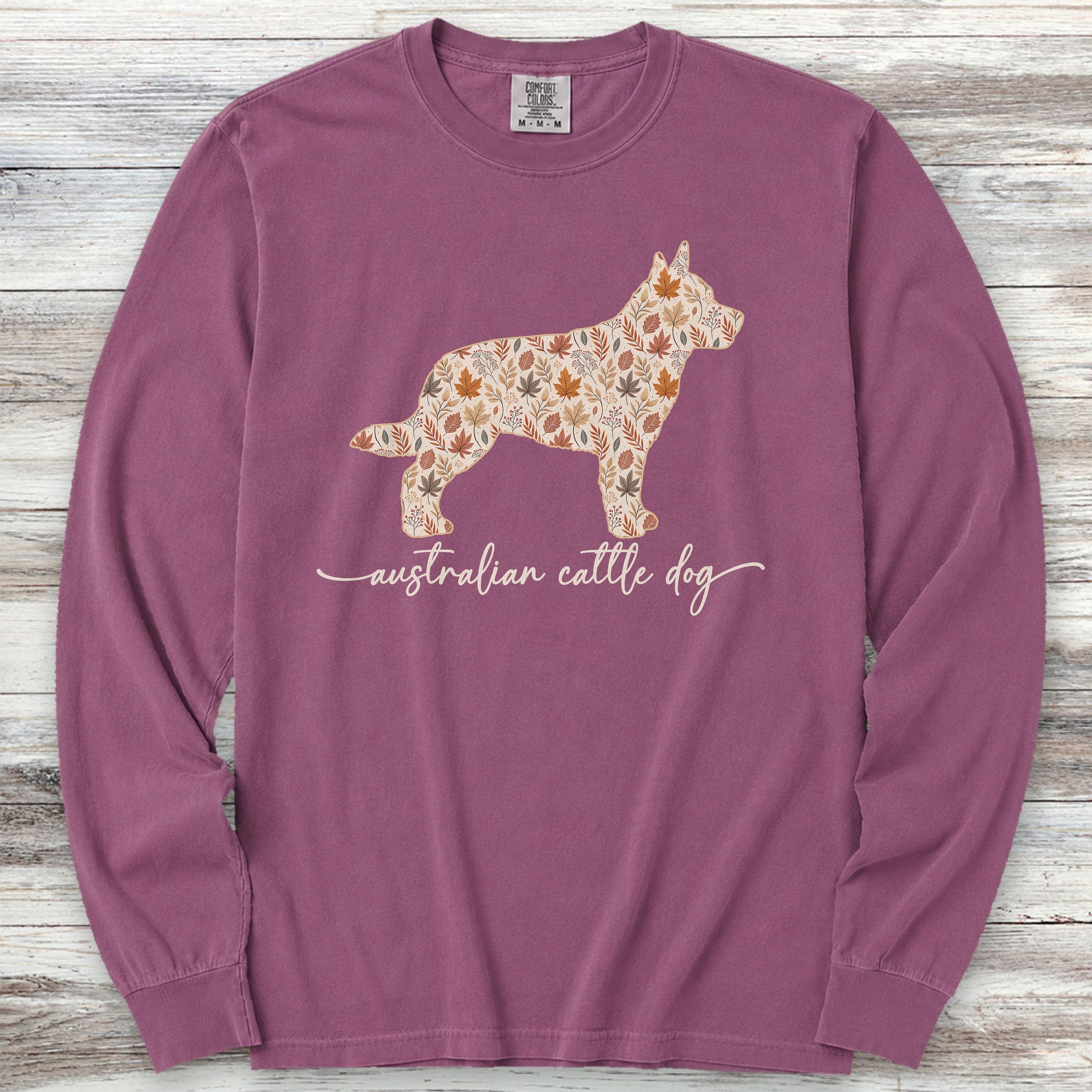 Australian Cattle Dog Fall Long Sleeve Tee - Berry