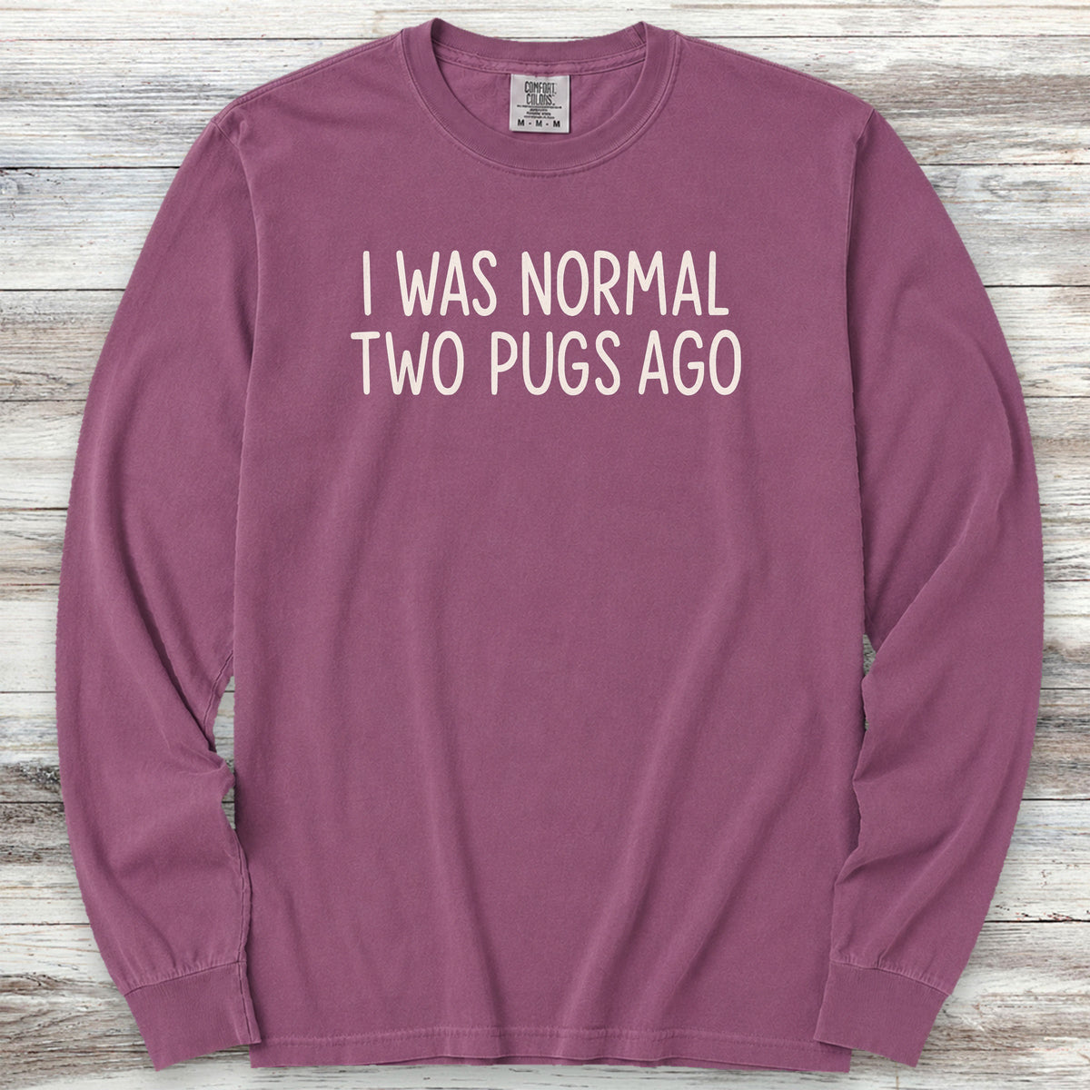 Pug Normal Long Sleeve Tee - Berry