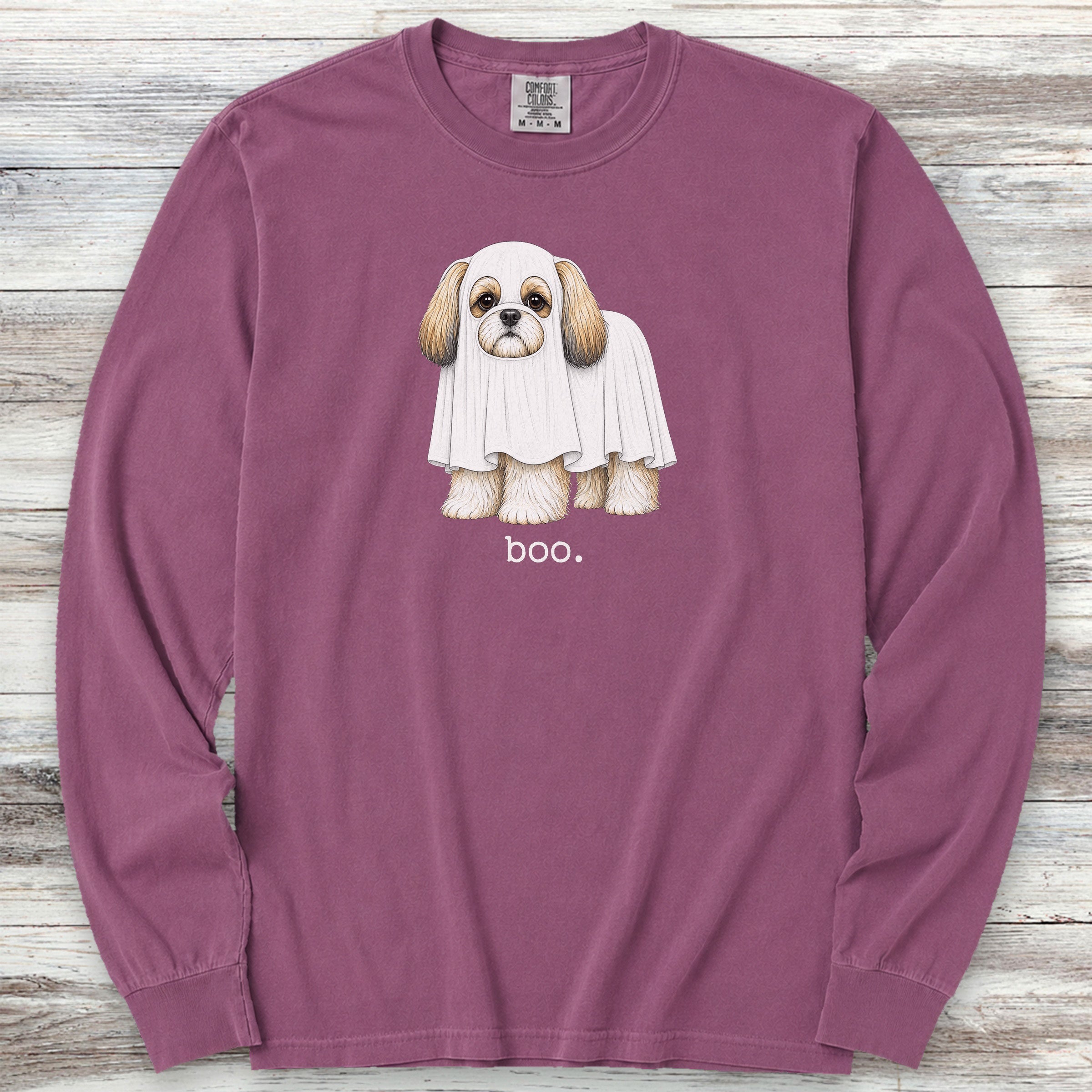 Shih Tzu Boo Long Sleeve Tee - Berry
