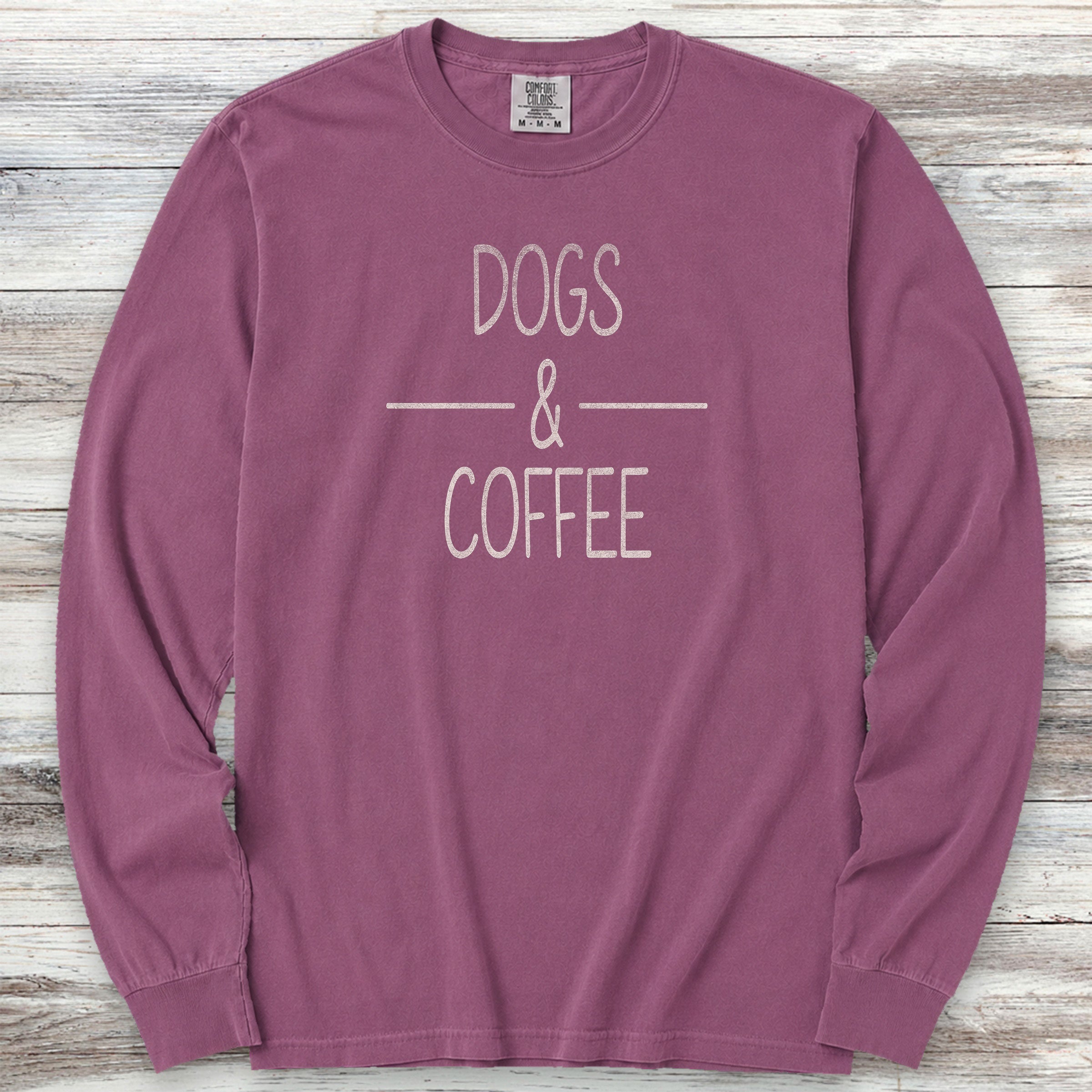 Dogs & Coffee Long Sleeve Tee - Berry