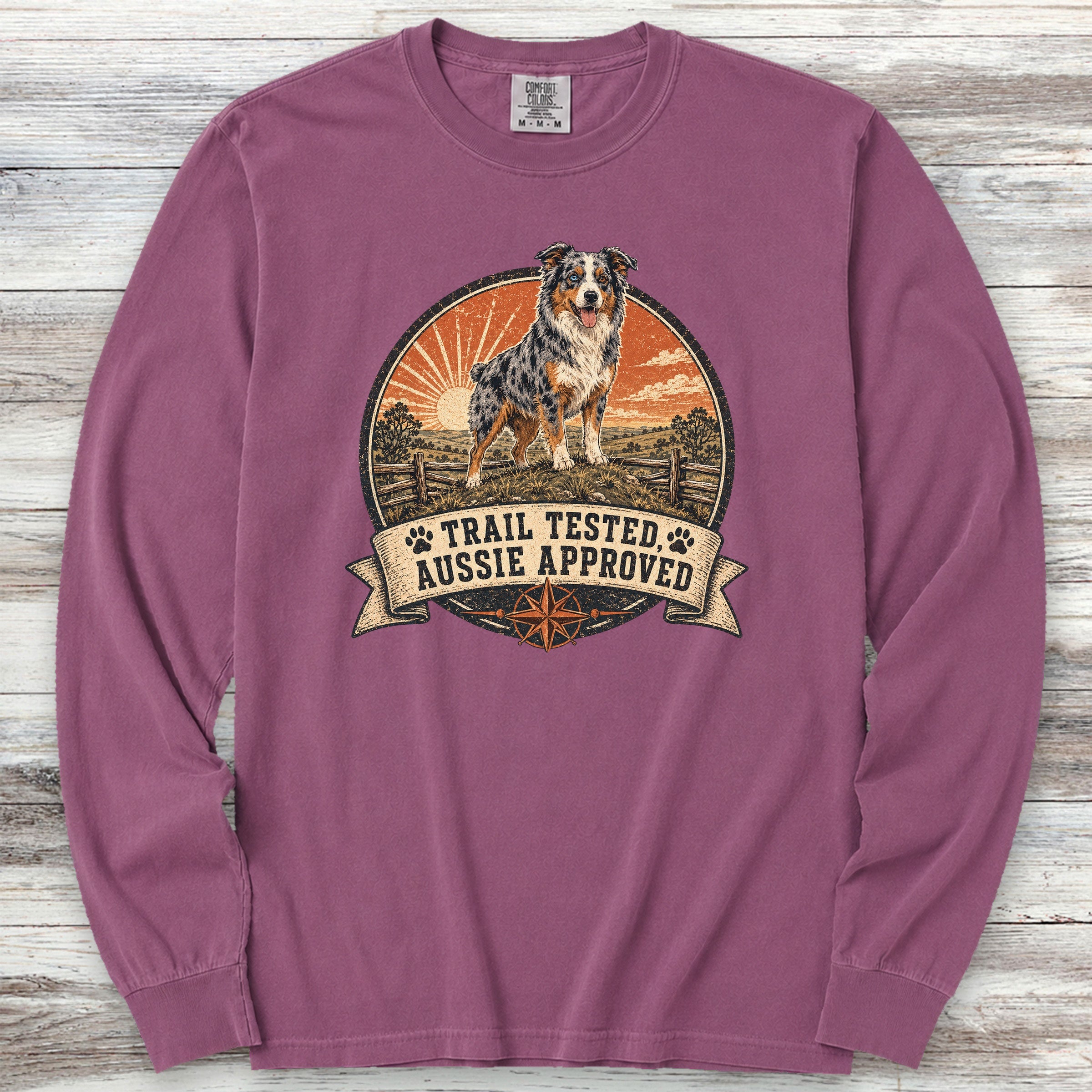 Australian Shepherd Tested Long Sleeve Tee - Berry