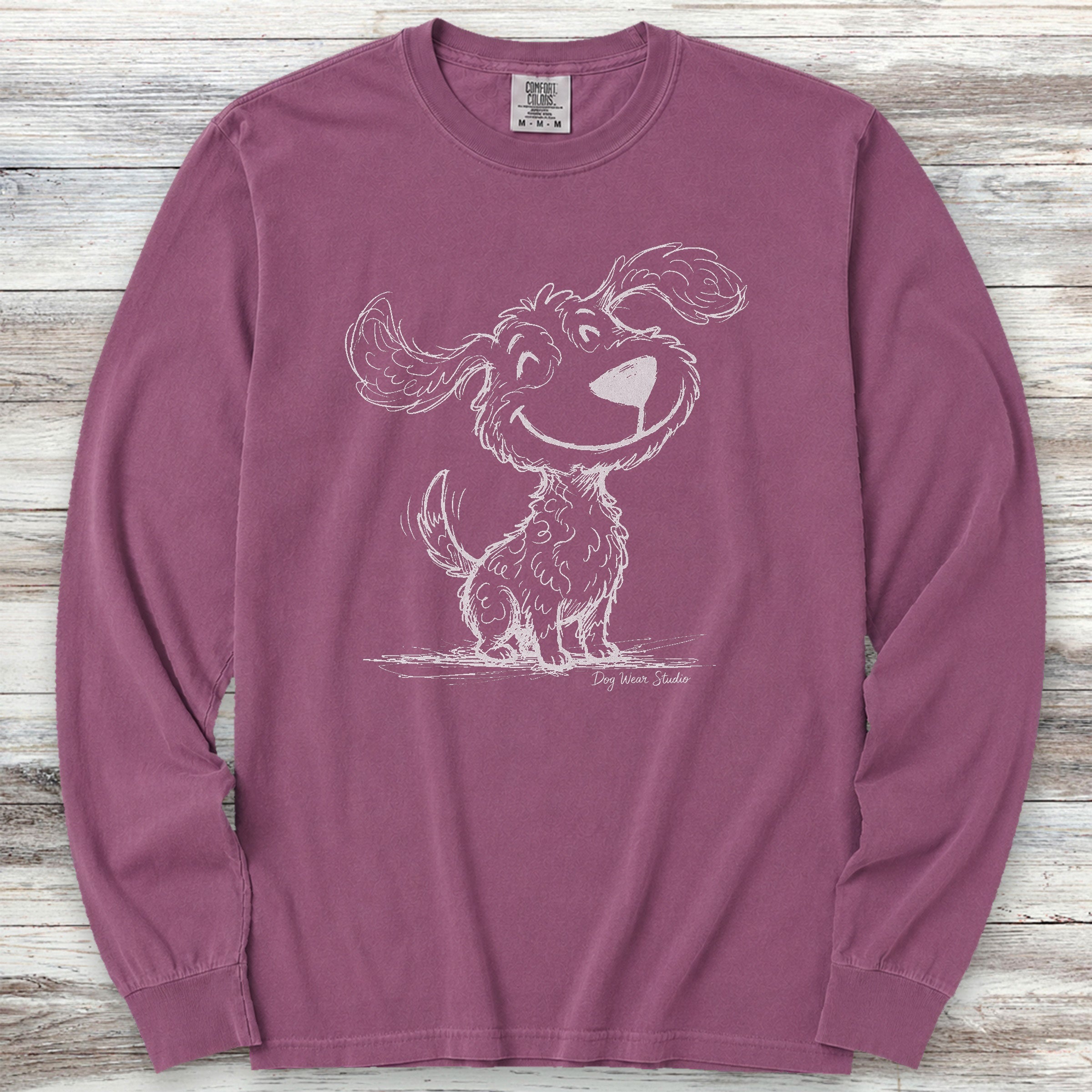 Doodle Sketch Long Sleeve Tee - Berry