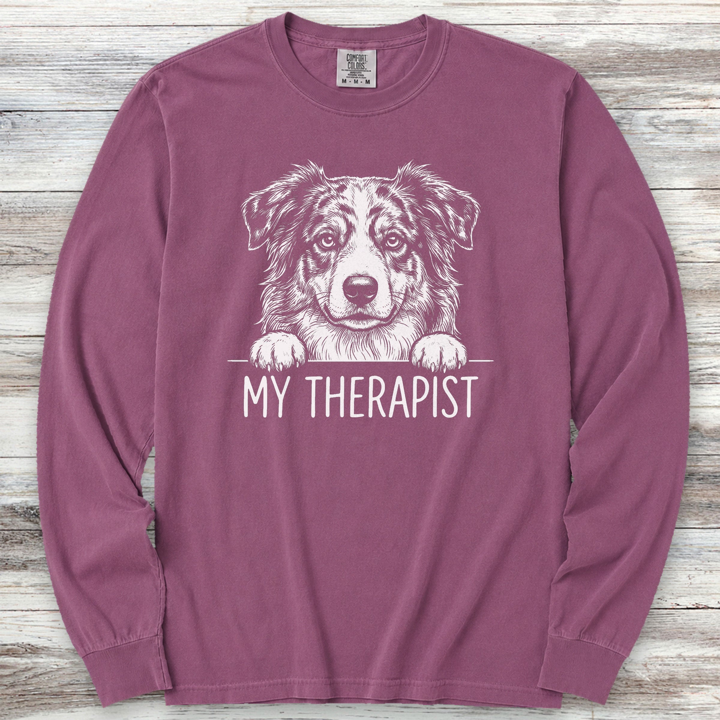 Australian Shepherd Therapist Long Sleeve Tee - Berry