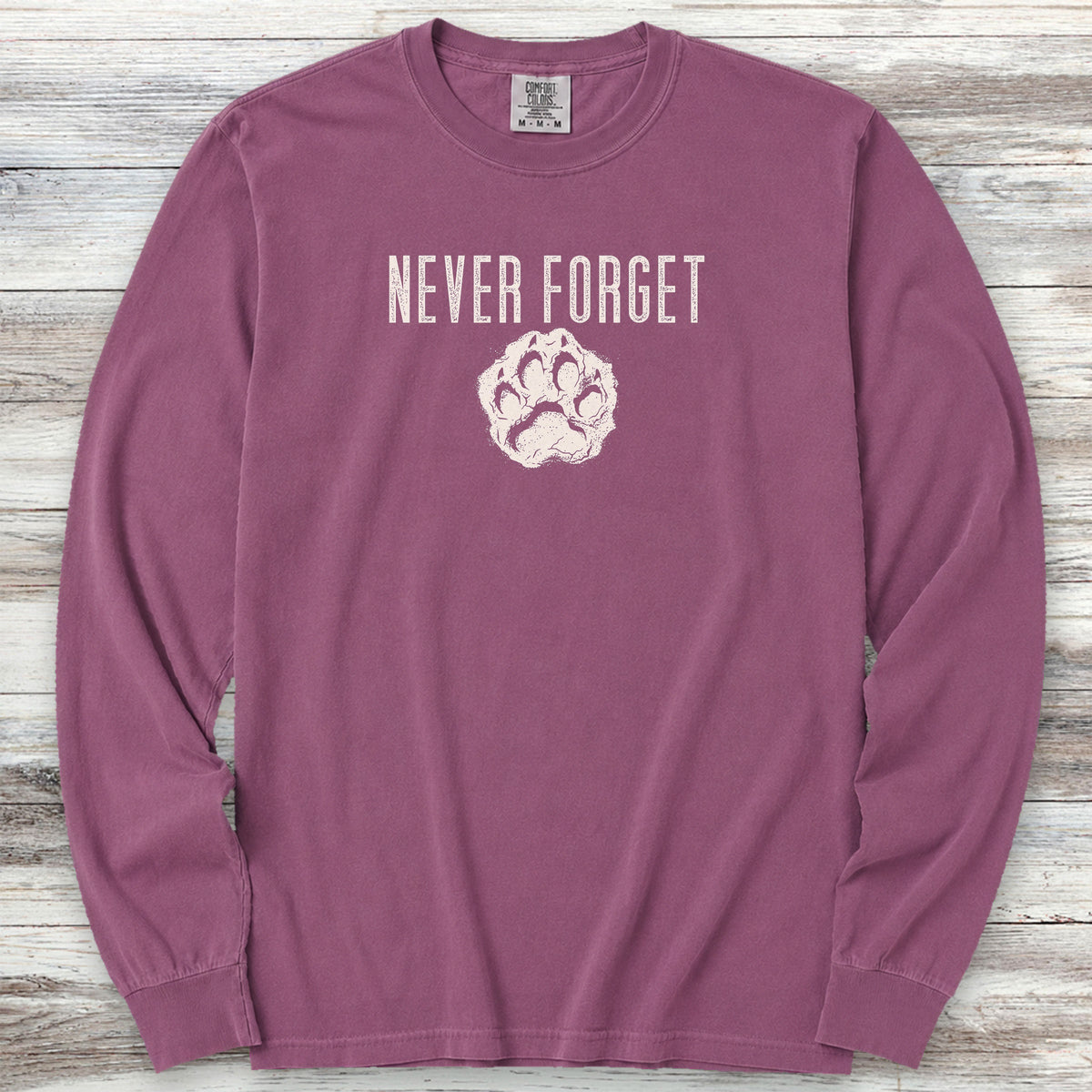 Never Forget Pawprint Long Sleeve Tee - Berry