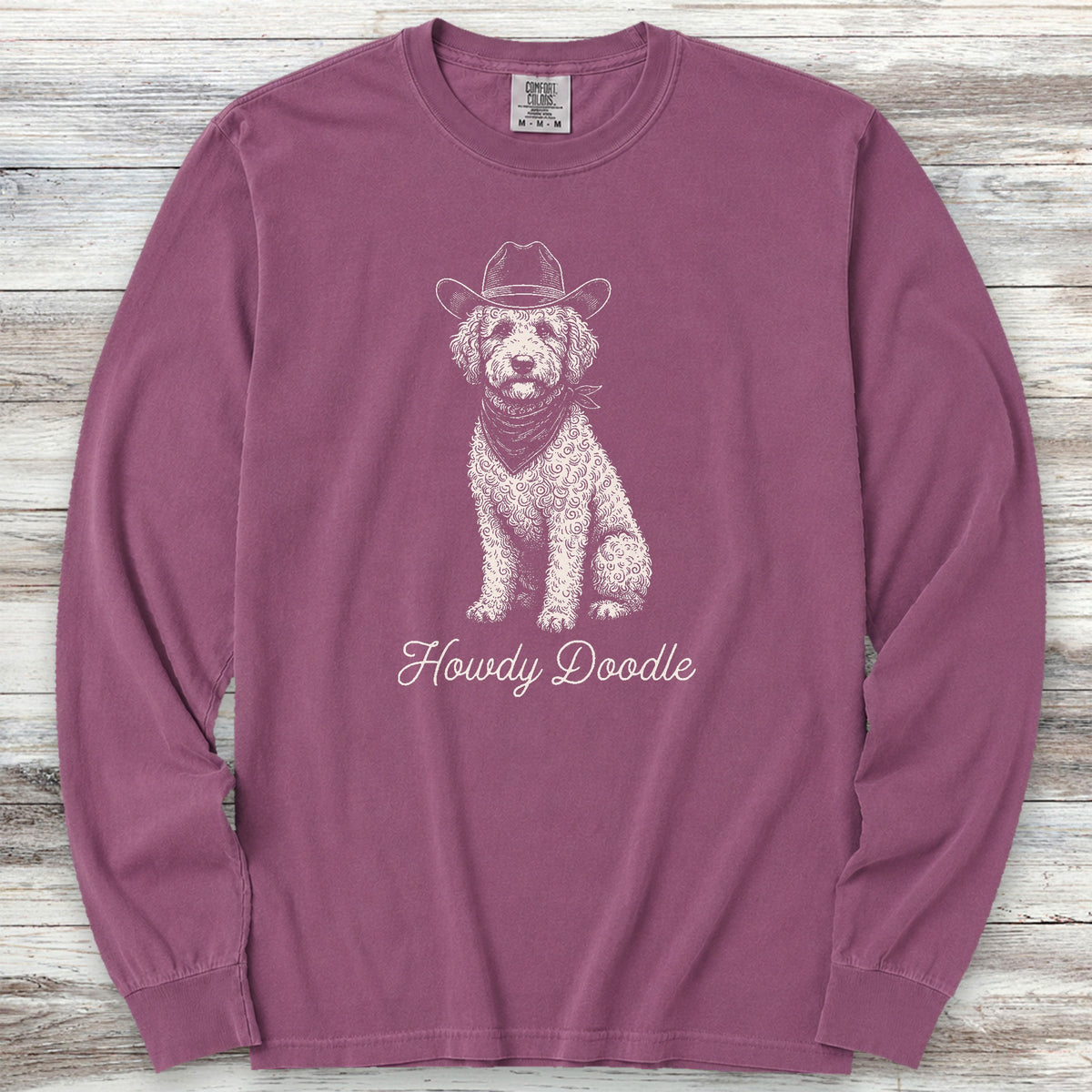 Labradoodle Howdy Doodle Long Sleeve Tee - Berry