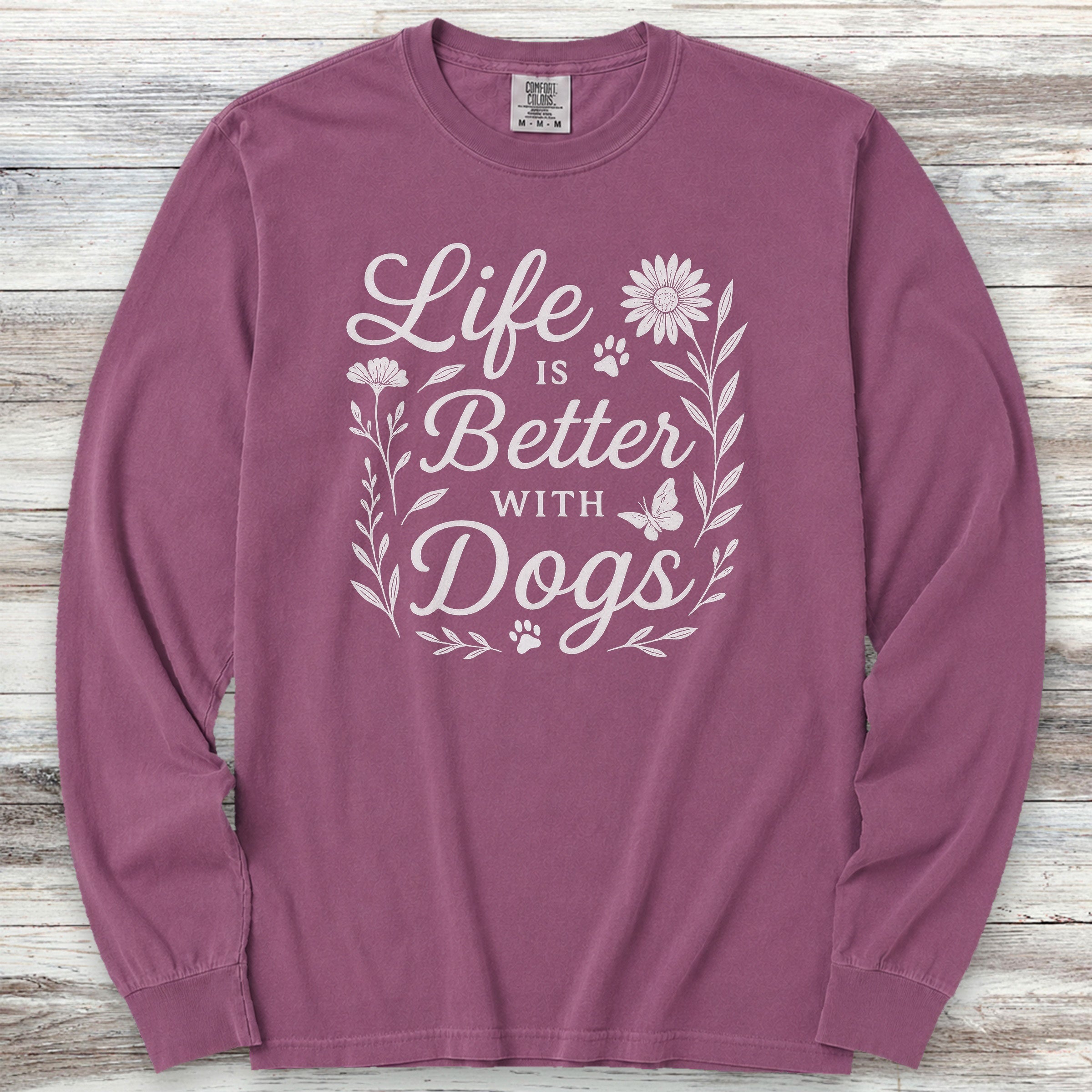 Life is Better Wildflowers Long Sleeve Tee - Berry