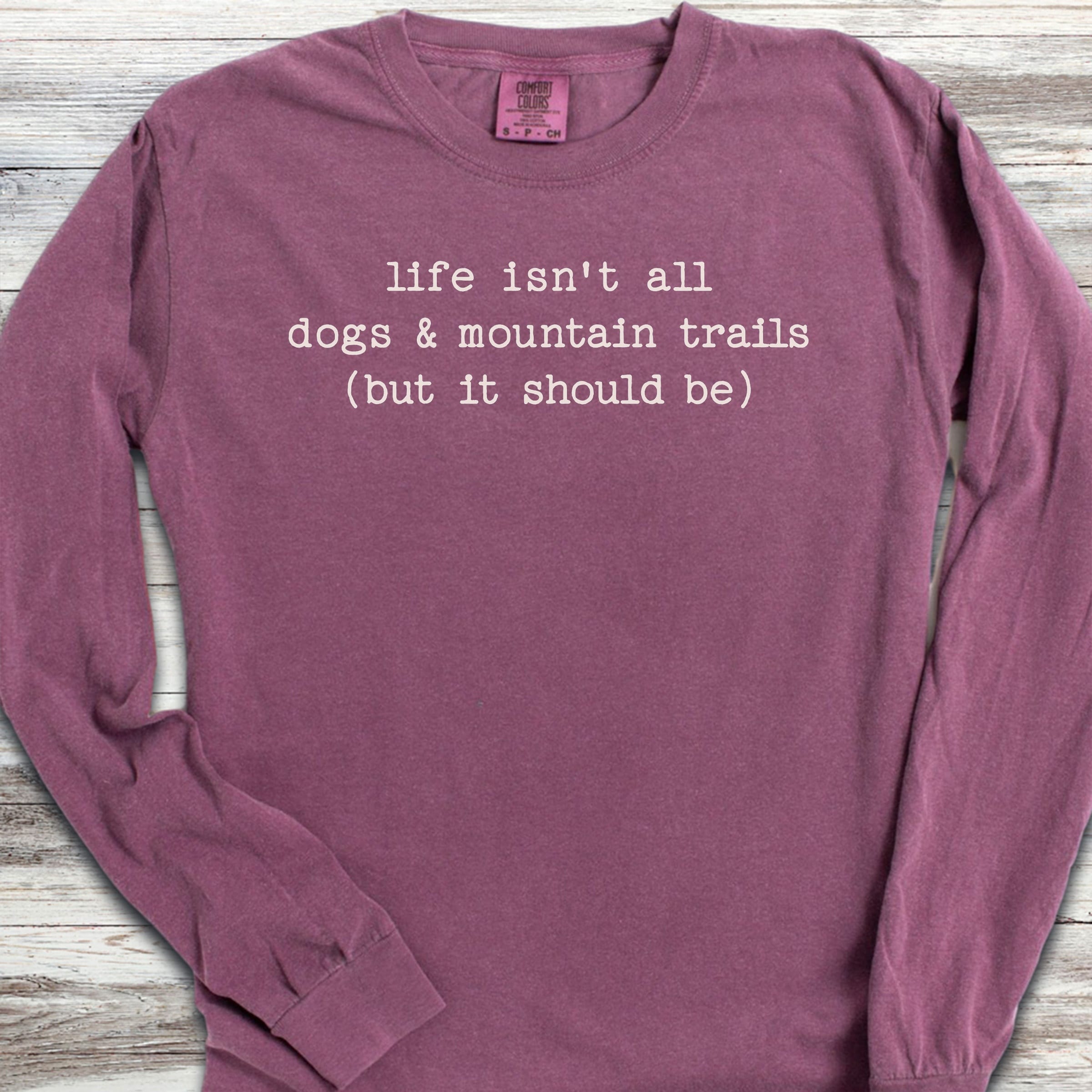 Dogs & Mountain Trails Long Sleeve Tee - Berry