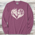 Australian Shepherd Horse Heart Bond Long Sleeve Tee - Berry
