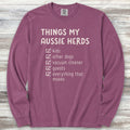 Australian Shepherd Herding List Long Sleeve Tee - Berry