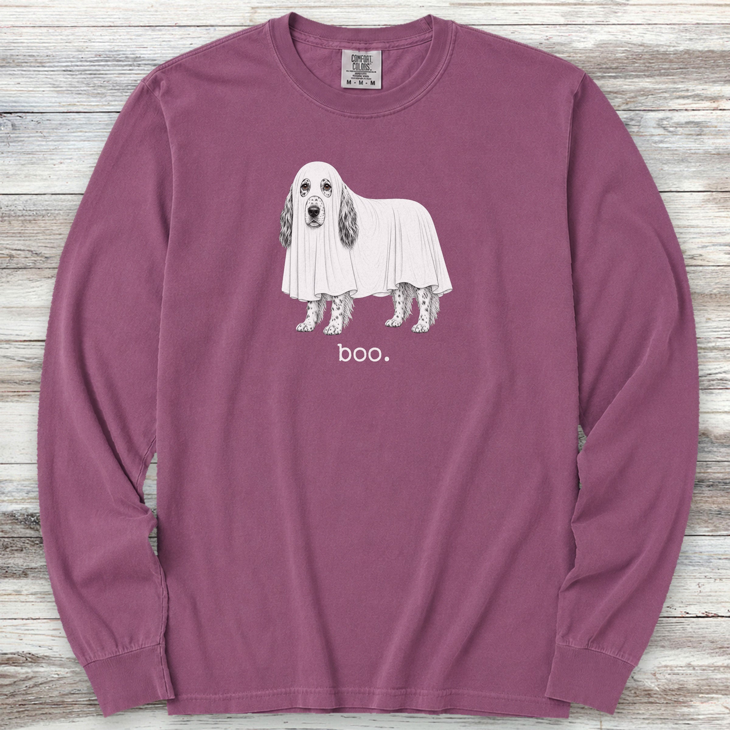 English Setter Boo Long Sleeve Tee - Berry