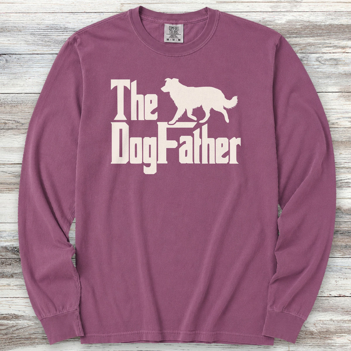 Border Collie Dog Father Long Sleeve Tee - Berry