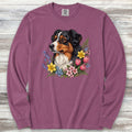 Australian Shepherd Tri Portrait Long Sleeve Tee - Berry
