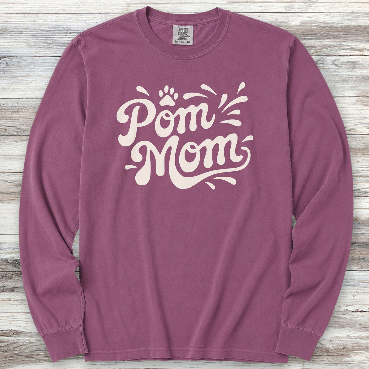 Pomeranian Groovy Mom Long Sleeve Tee - Berry