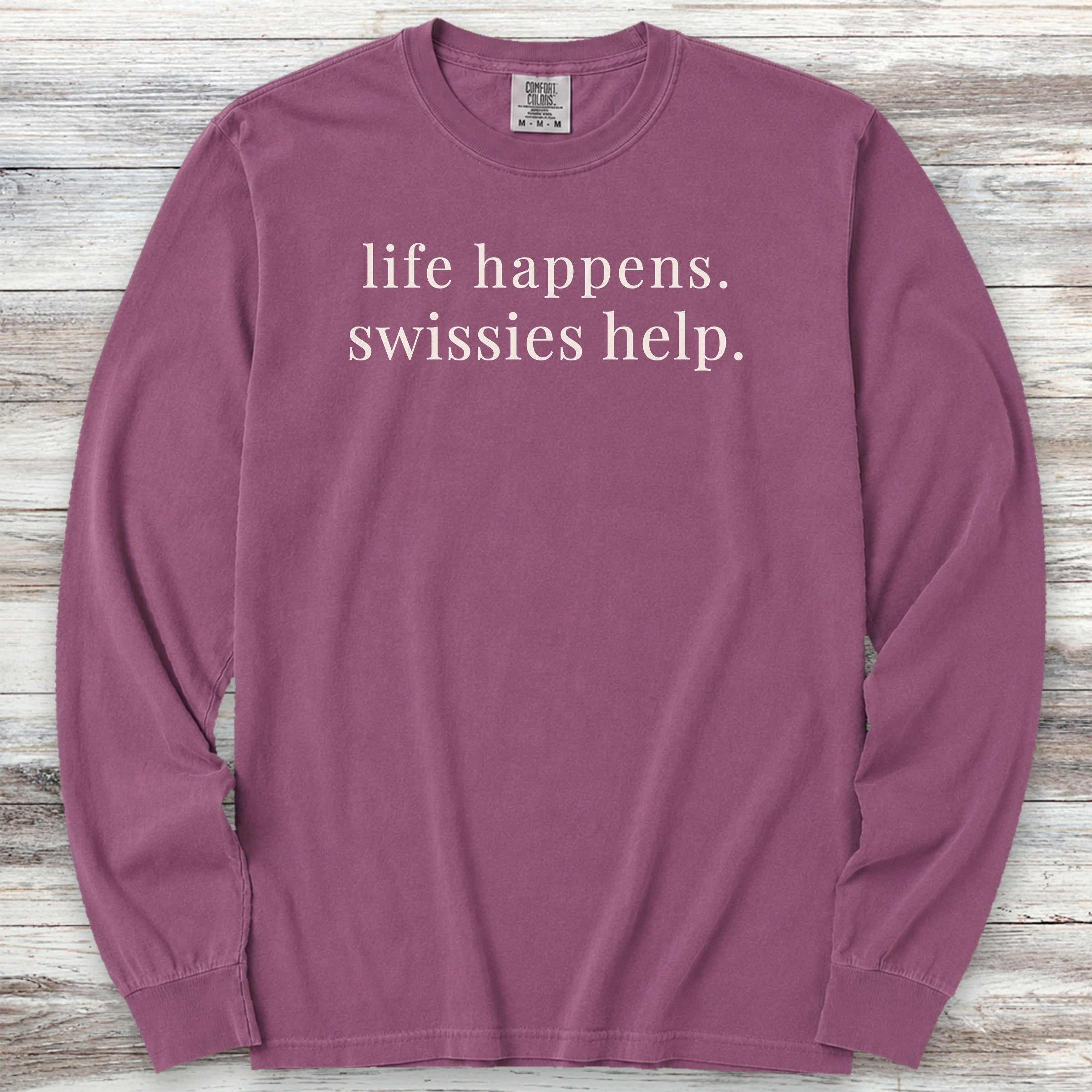 Swiss Mountain Dog Help Long Sleeve Tee - Berry