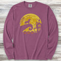 Pit Bull Halloween Moon Long Sleeve Tee - Berry