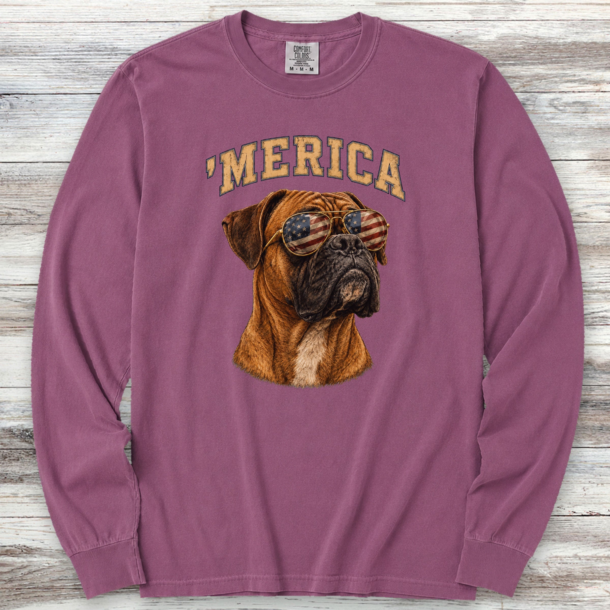 Boxer 'Merica Long Sleeve Tee - Berry