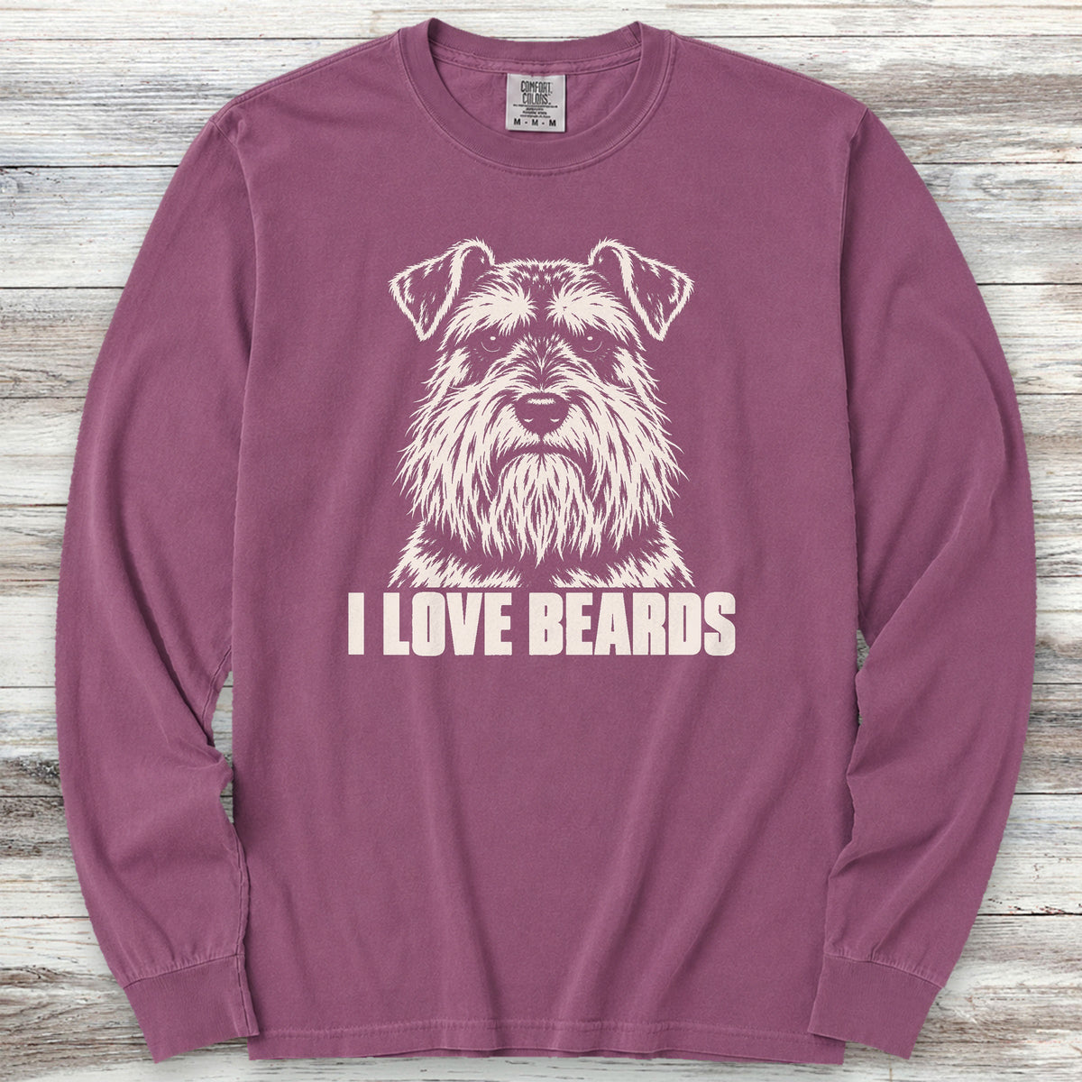 Schnauzer I Love Beards Long Sleeve Tee - Berry