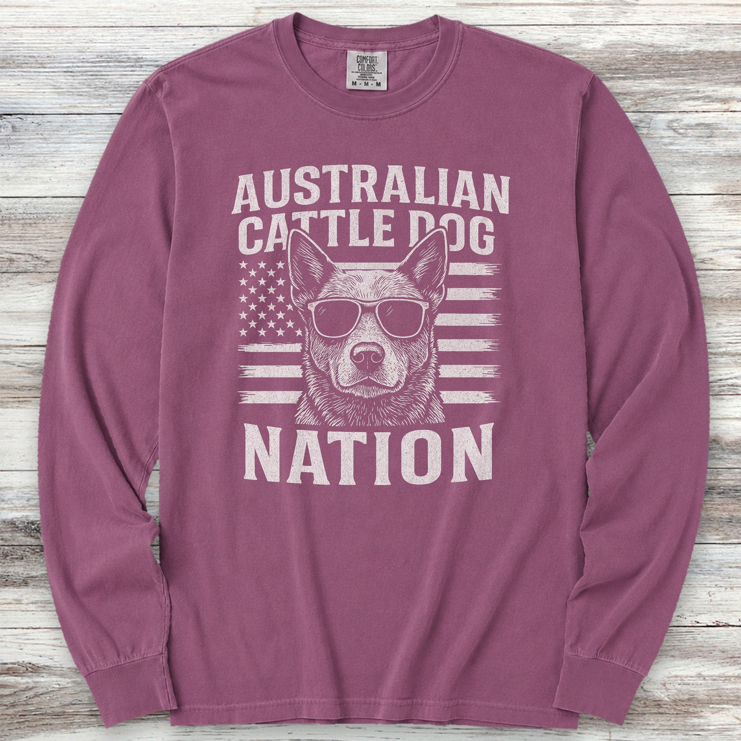 Australian Cattle Dog Nation Long Sleeve Tee - Berry