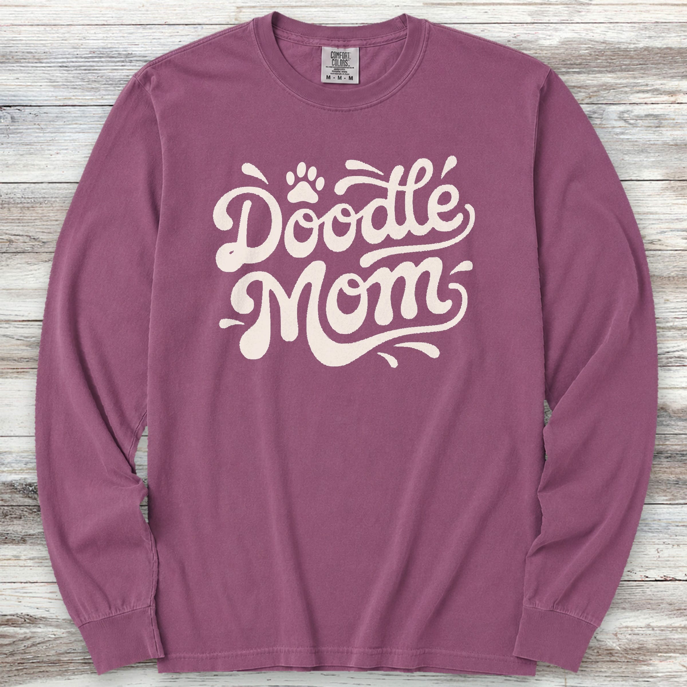 Doodle Groovy Mom Long Sleeve Tee - Berry