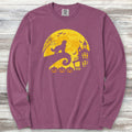 Bernedoodle Halloween Moon Long Sleeve Tee - Berry