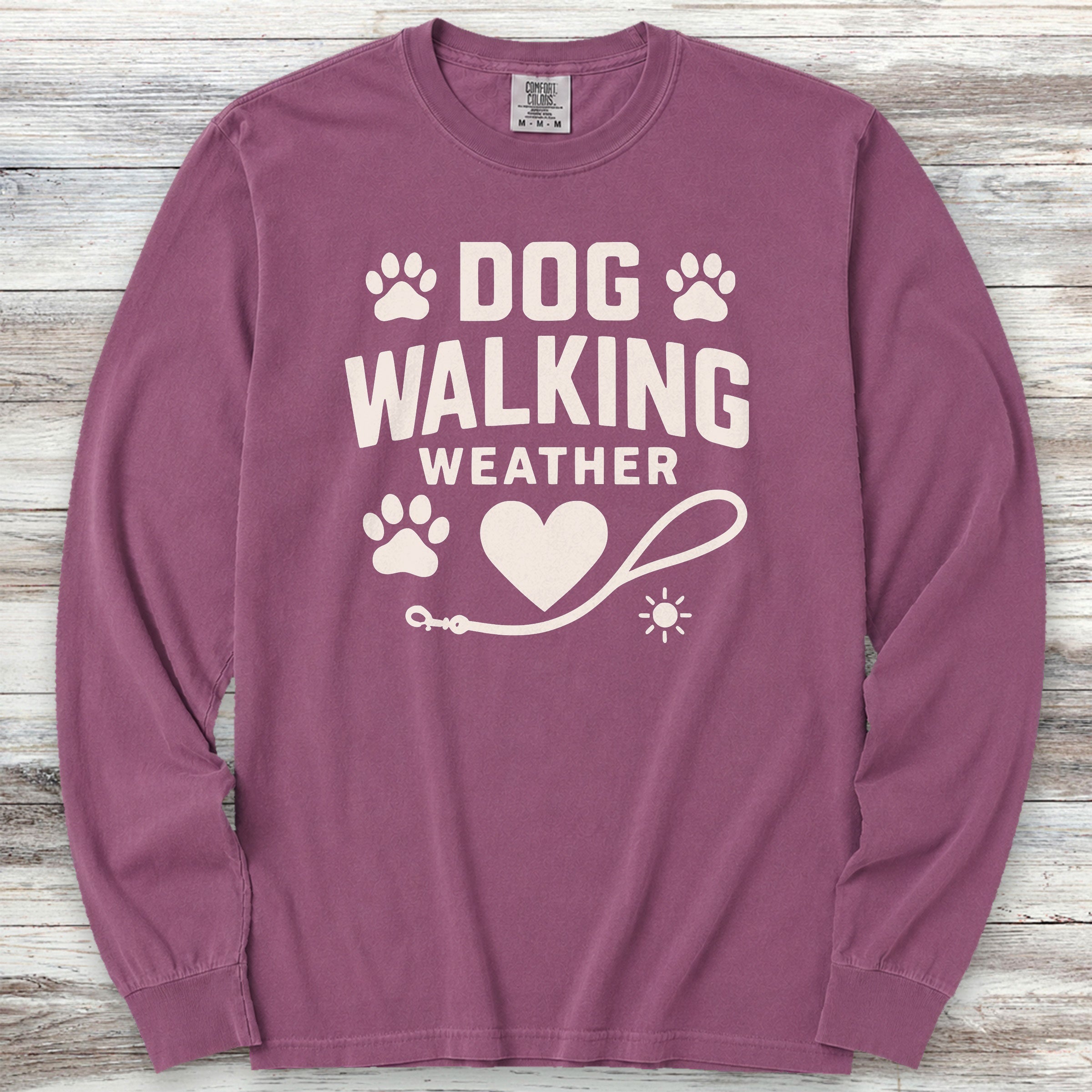 Dog Walking Weather Long Sleeve Tee - Berry