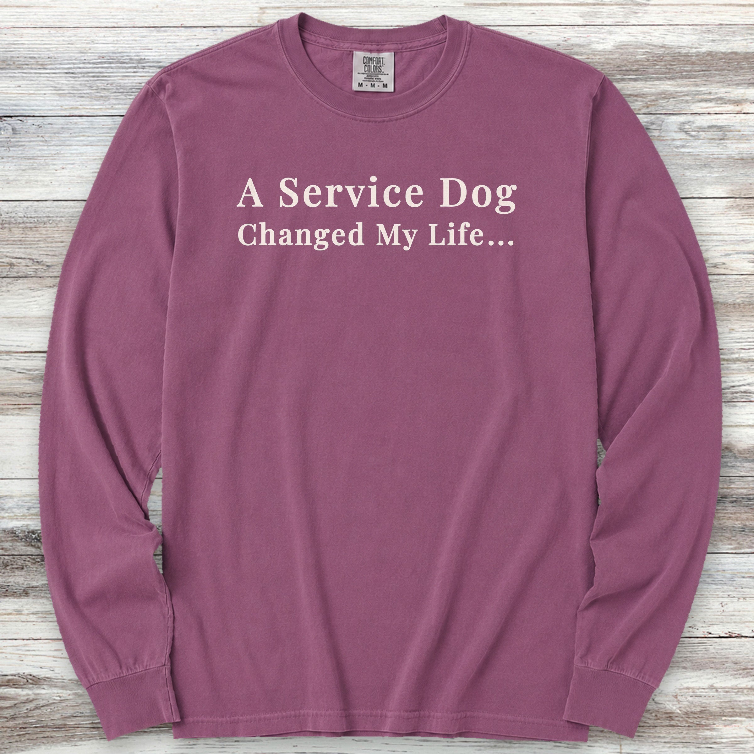 Service Dog Changed Life Long Sleeve Tee - Berry