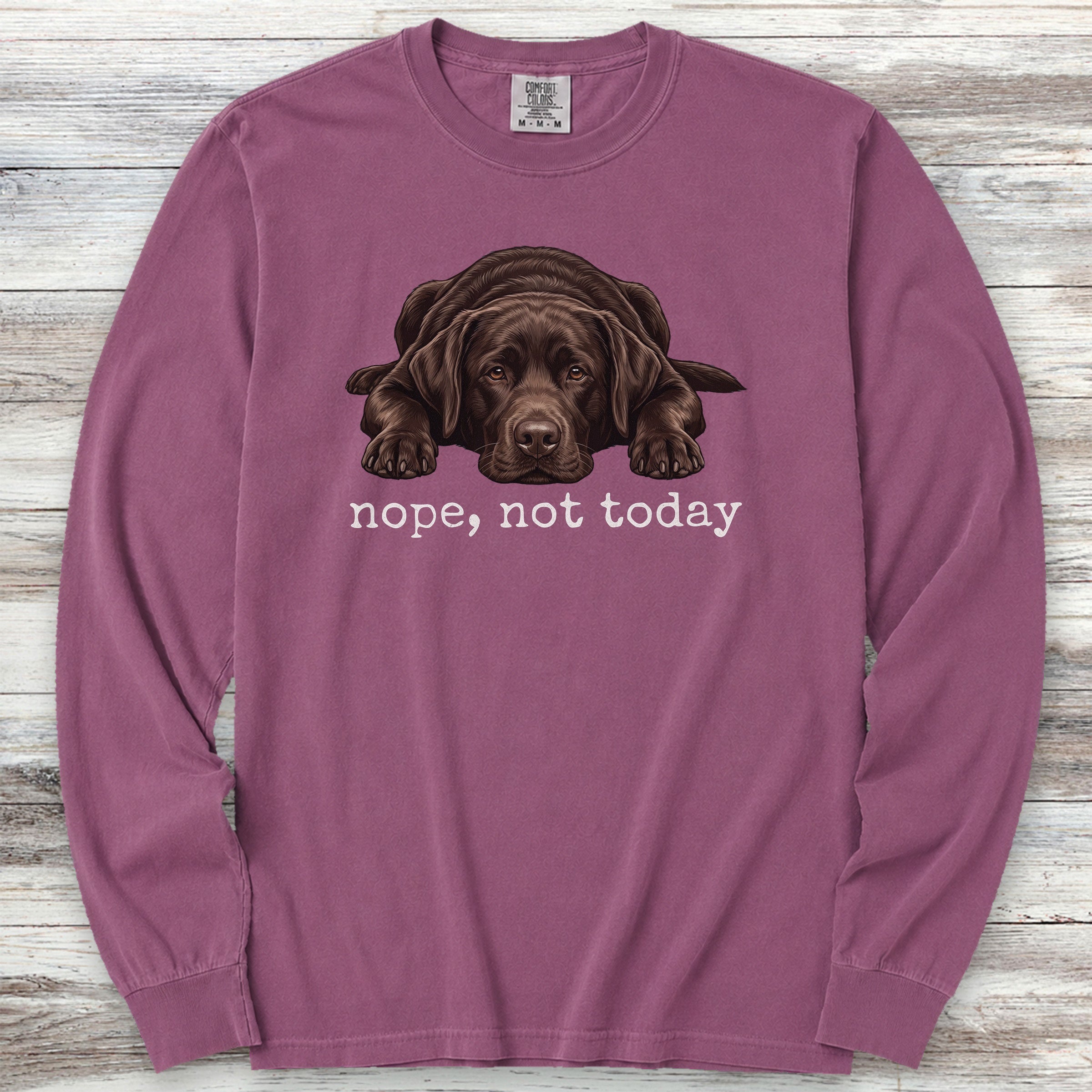Labrador Retriever Chocolate Nope Long Sleeve Tee - Berry