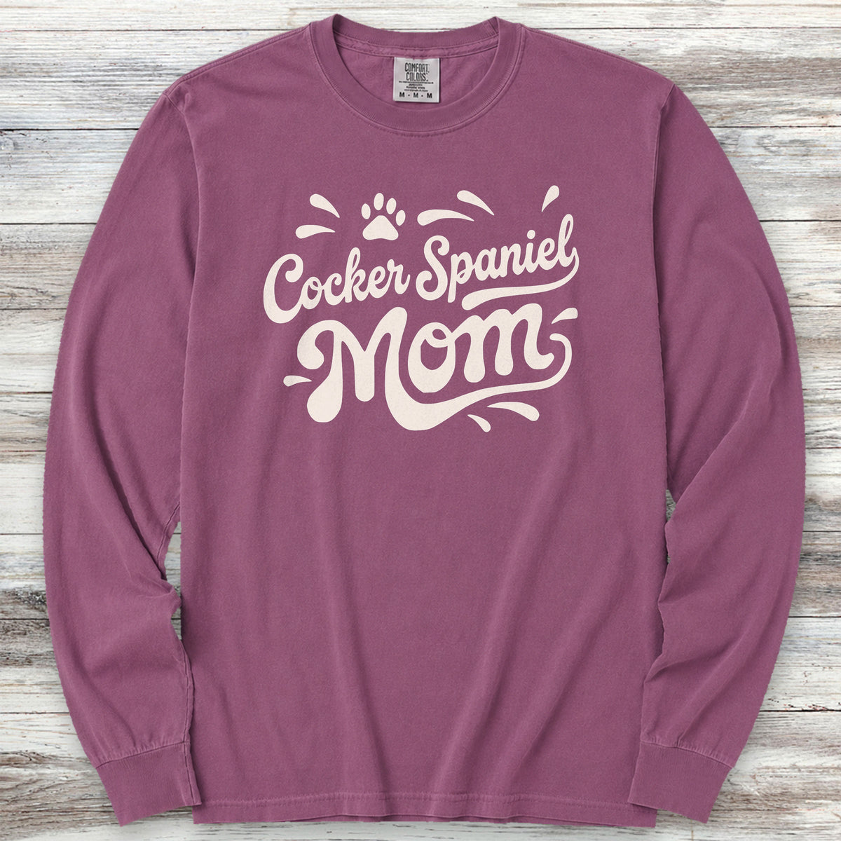 Cocker Spaniel Groovy Mom Long Sleeve Tee - Berry