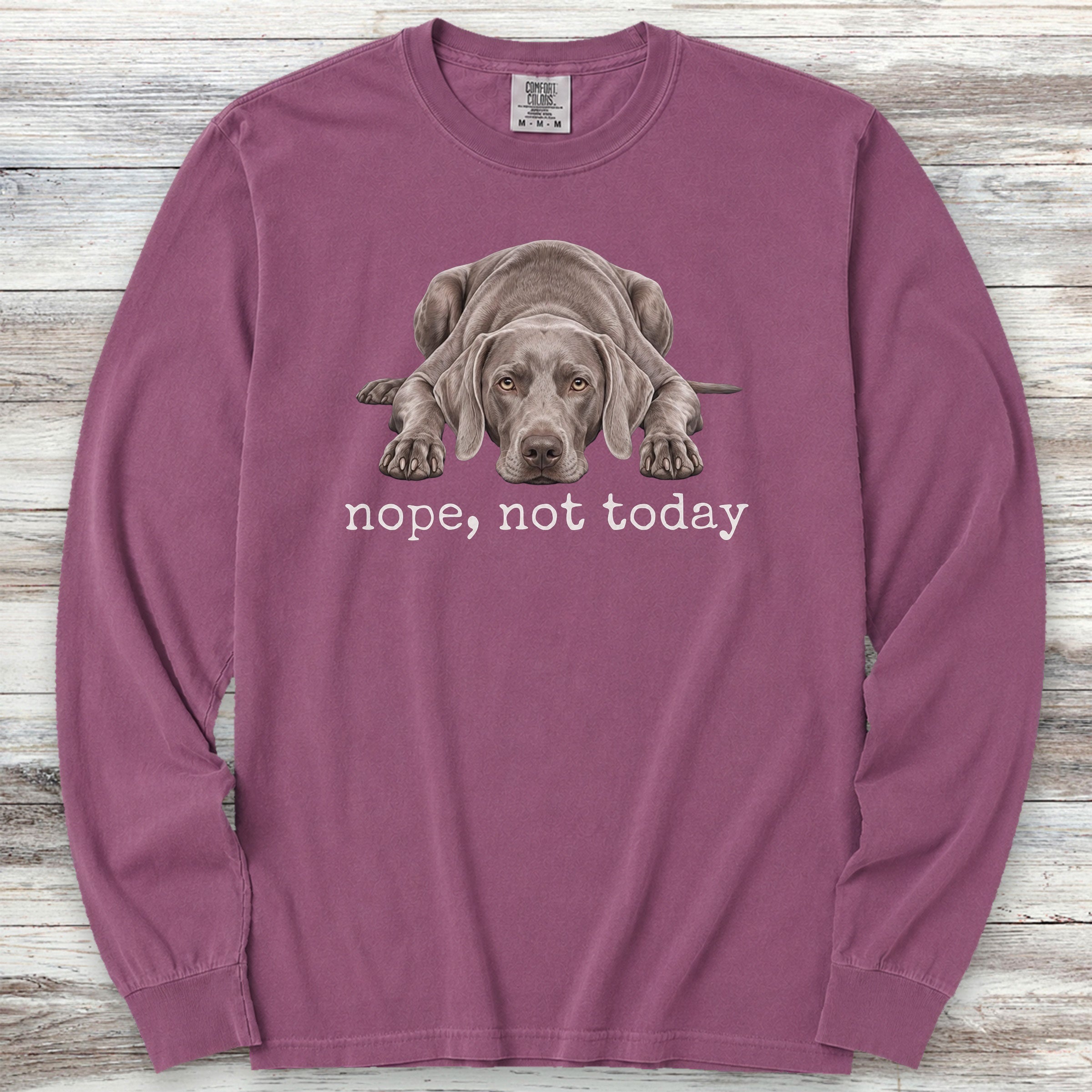 Weimaraner Nope Long Sleeve Tee - Berry