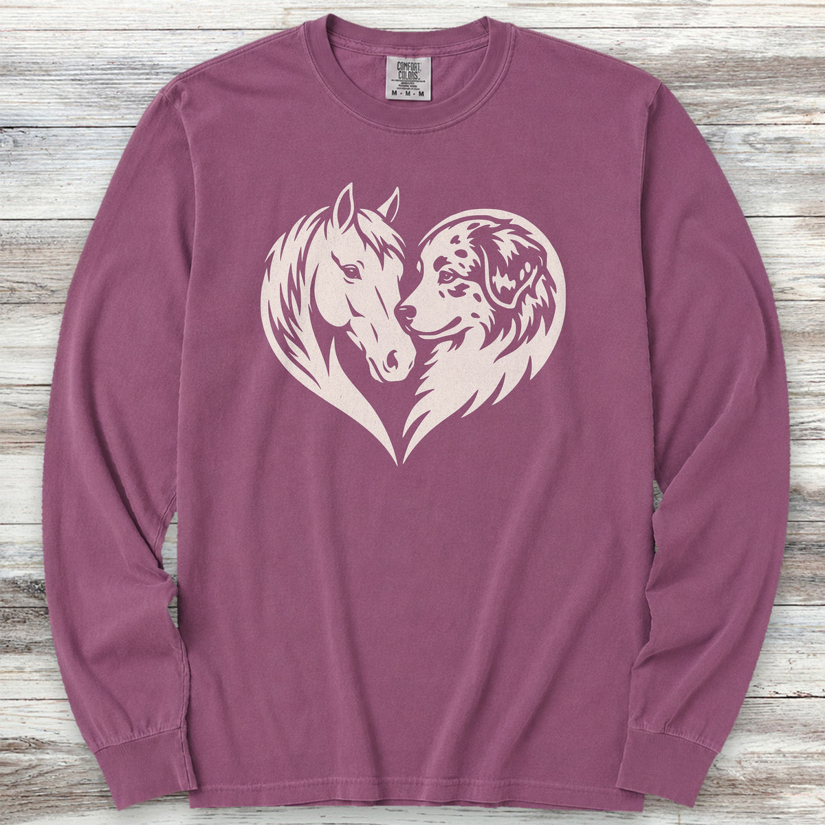 American Shepherd Horse Heart Bond Long Sleeve Tee - Berry