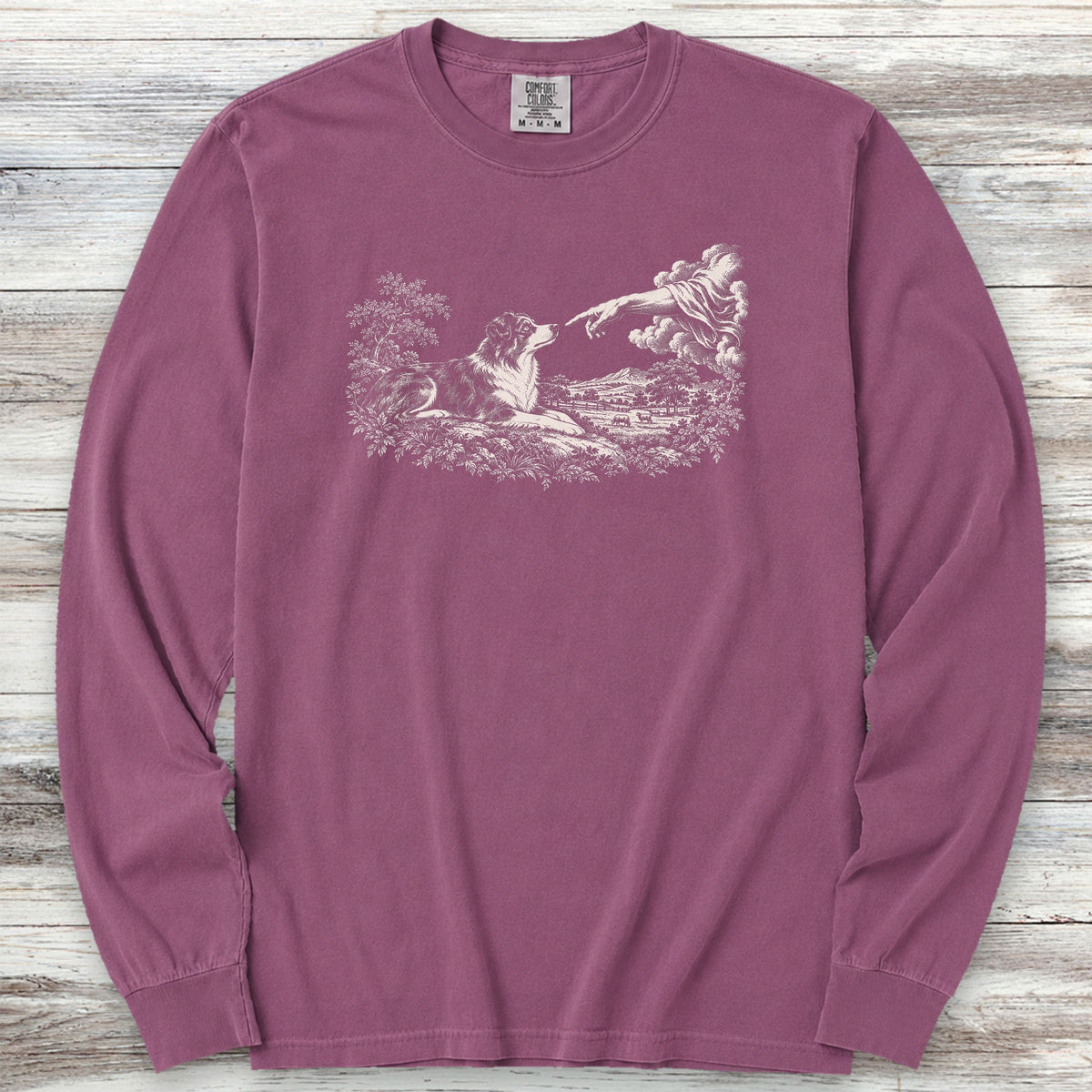Australian Shepherd Creation Story Long Sleeve Tee - Berry
