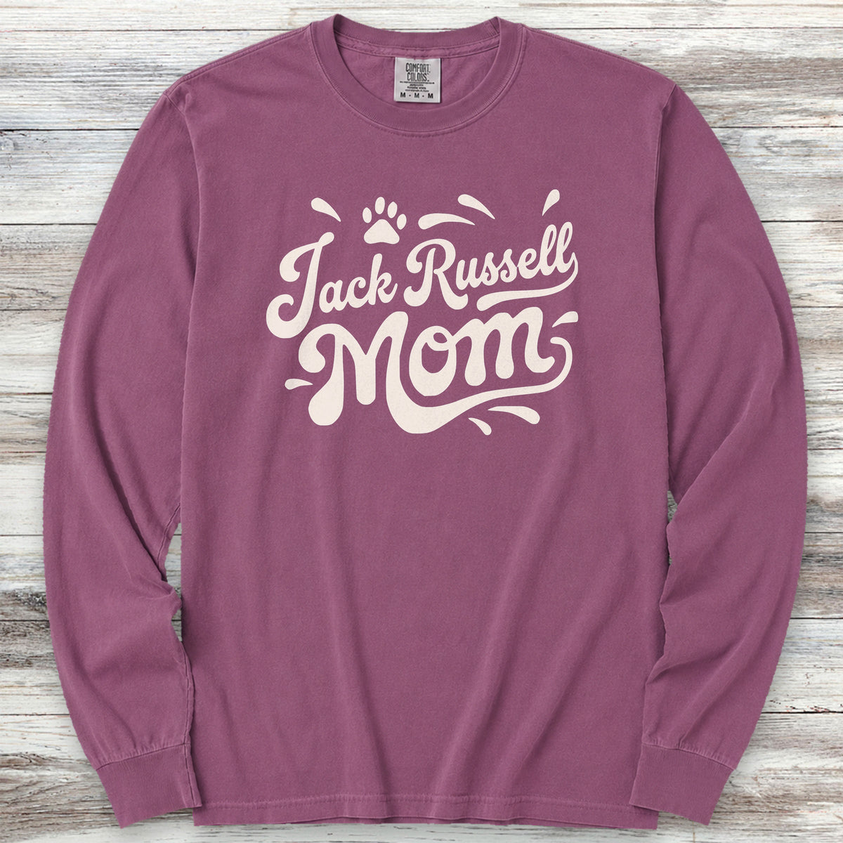 Jack Russell Groovy Mom Long Sleeve Tee - Berry