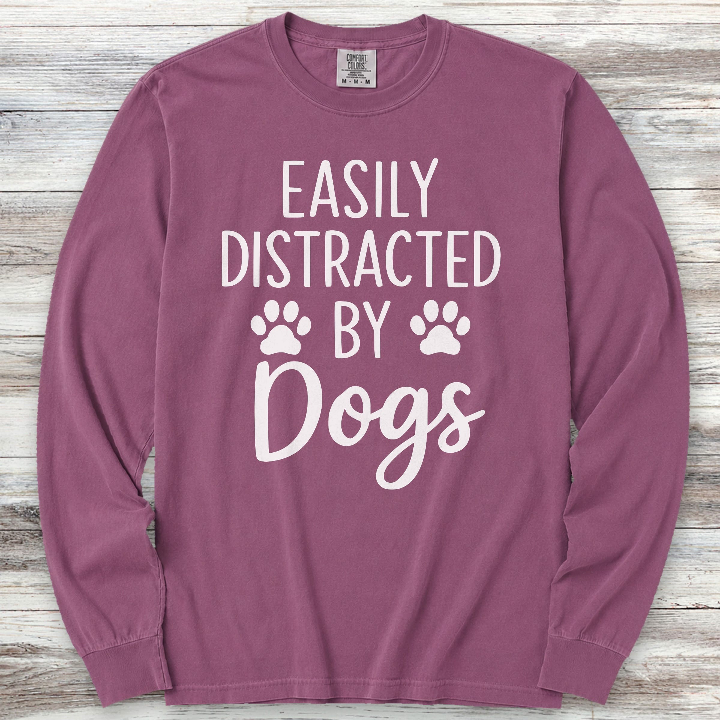Distracted Long Sleeve Tee - Berry