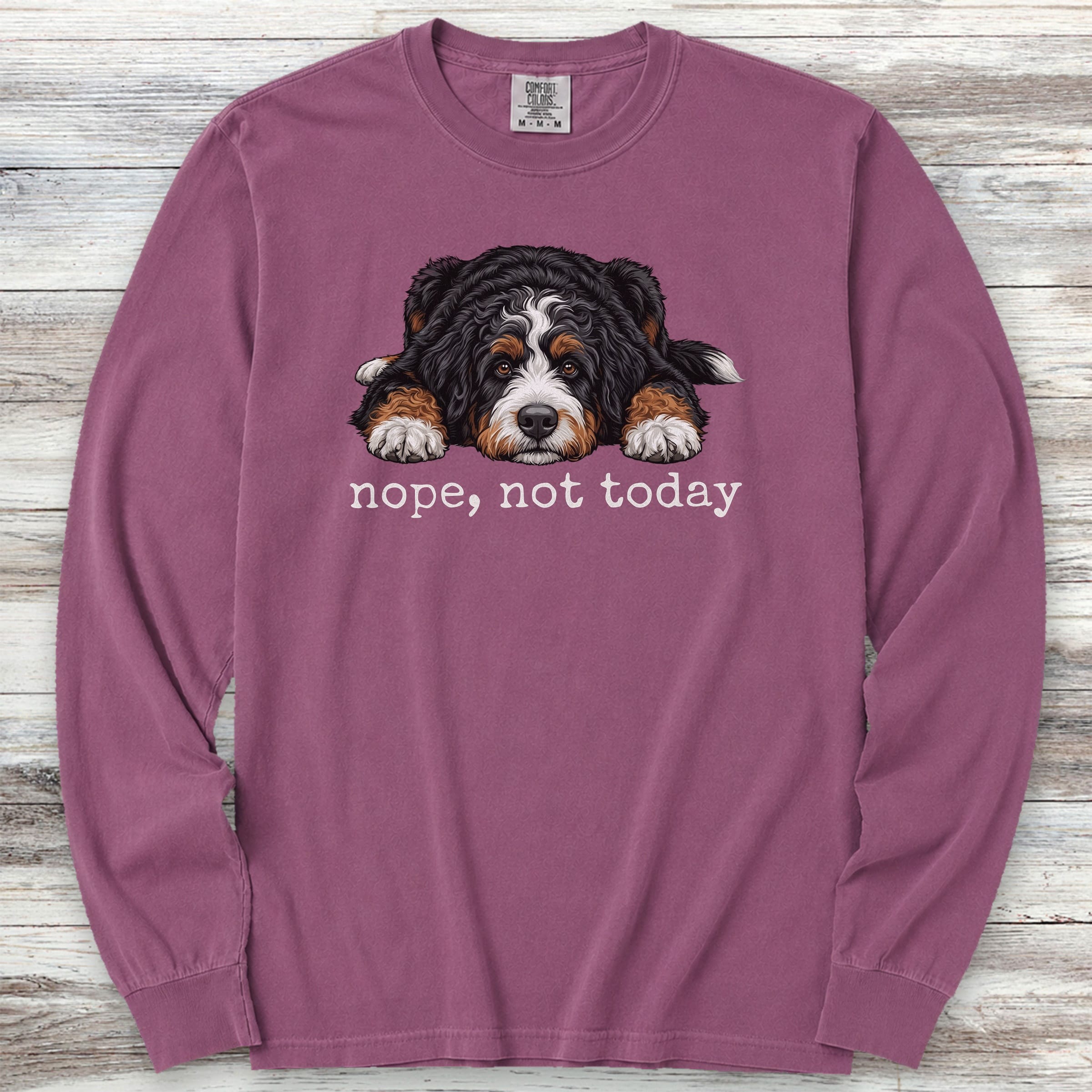 Bernedoodle Nope Long Sleeve Tee - Berry