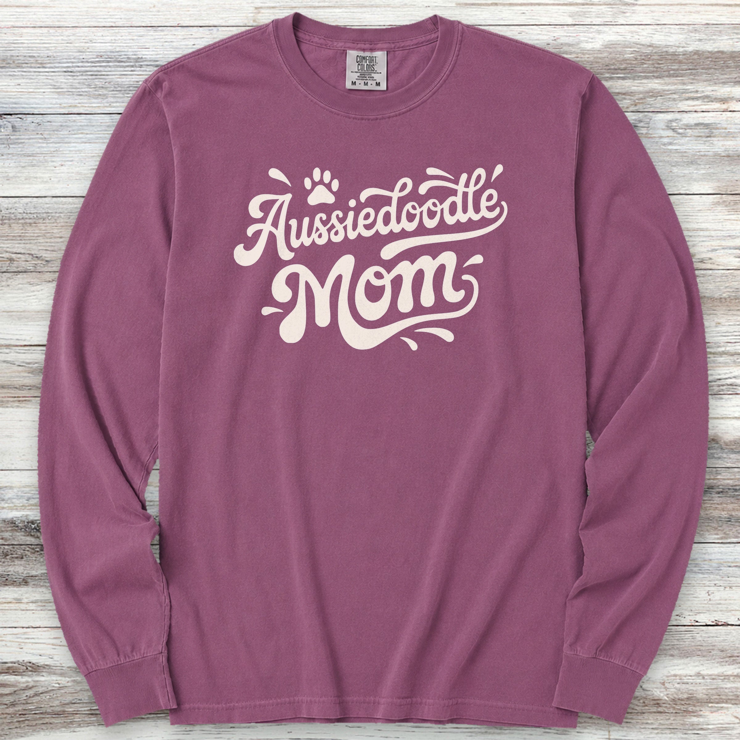 Aussiedoodle Groovy Mom Long Sleeve Tee - Berry
