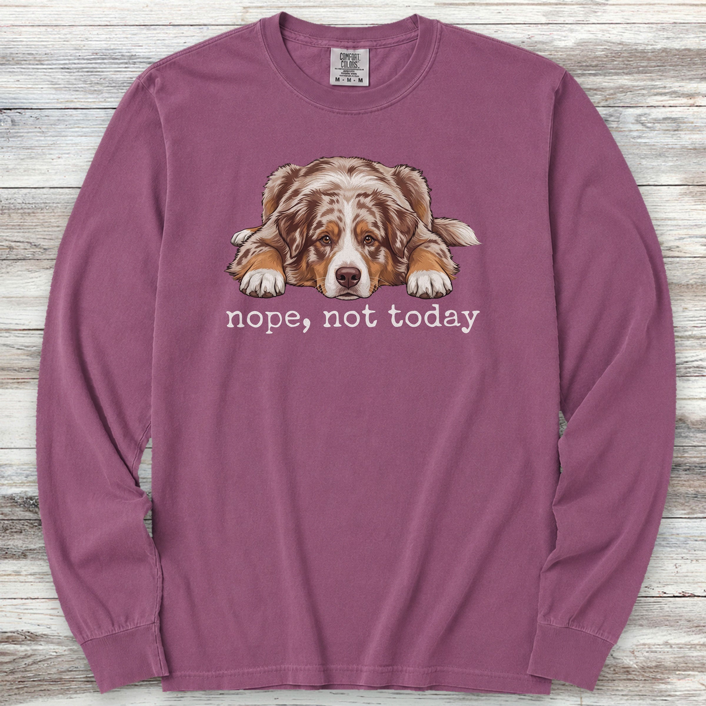 Australian Shepherd Red Nope Long Sleeve Tee - Berry