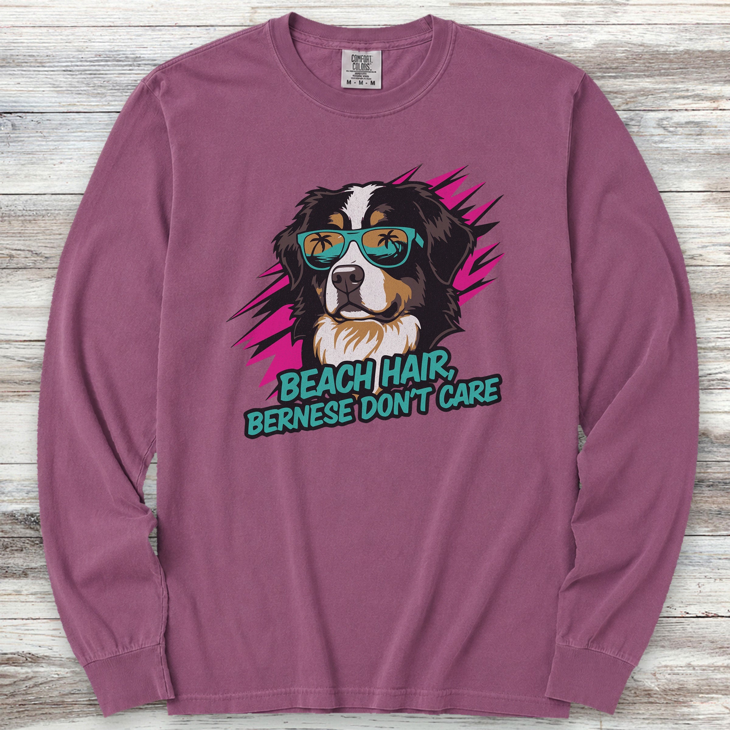 Bernese Mountain Dog Beach Hair Long Sleeve Tee - Berry
