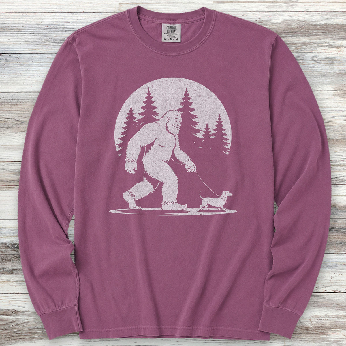 Dachshund Bigfoot Long Sleeve Tee - Berry