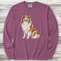 Rough Collie Watercolor Long Sleeve Tee - Berry