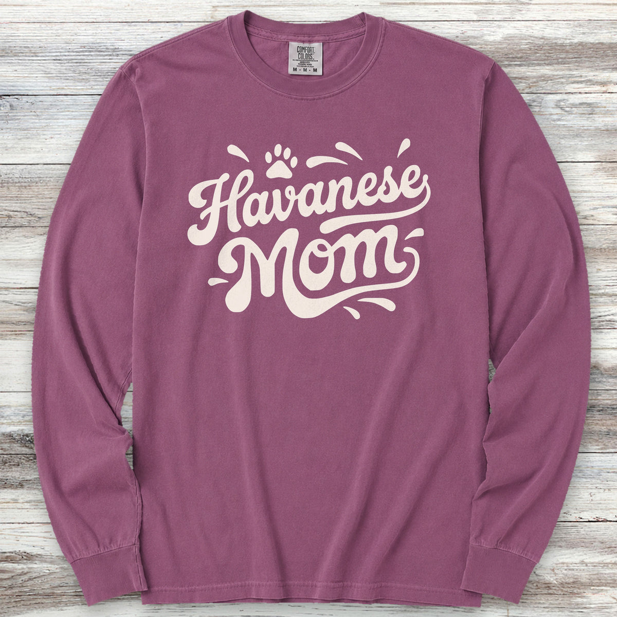 Havanese Groovy Mom Long Sleeve Tee - Berry