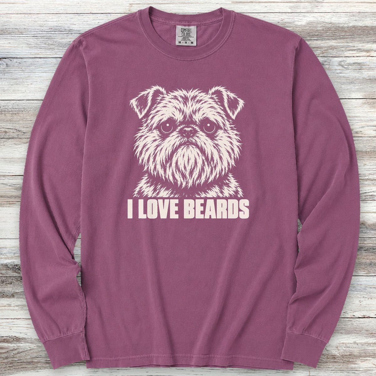 Brussels Griffon I Love Beards Long Sleeve Tee - Berry