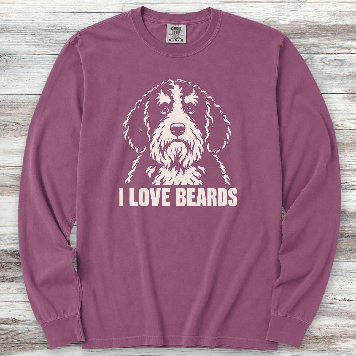 Bernedoodle I Love Beards Long Sleeve Tee - Berry