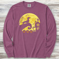 Dachshund Halloween Moon Long Sleeve Tee - Berry