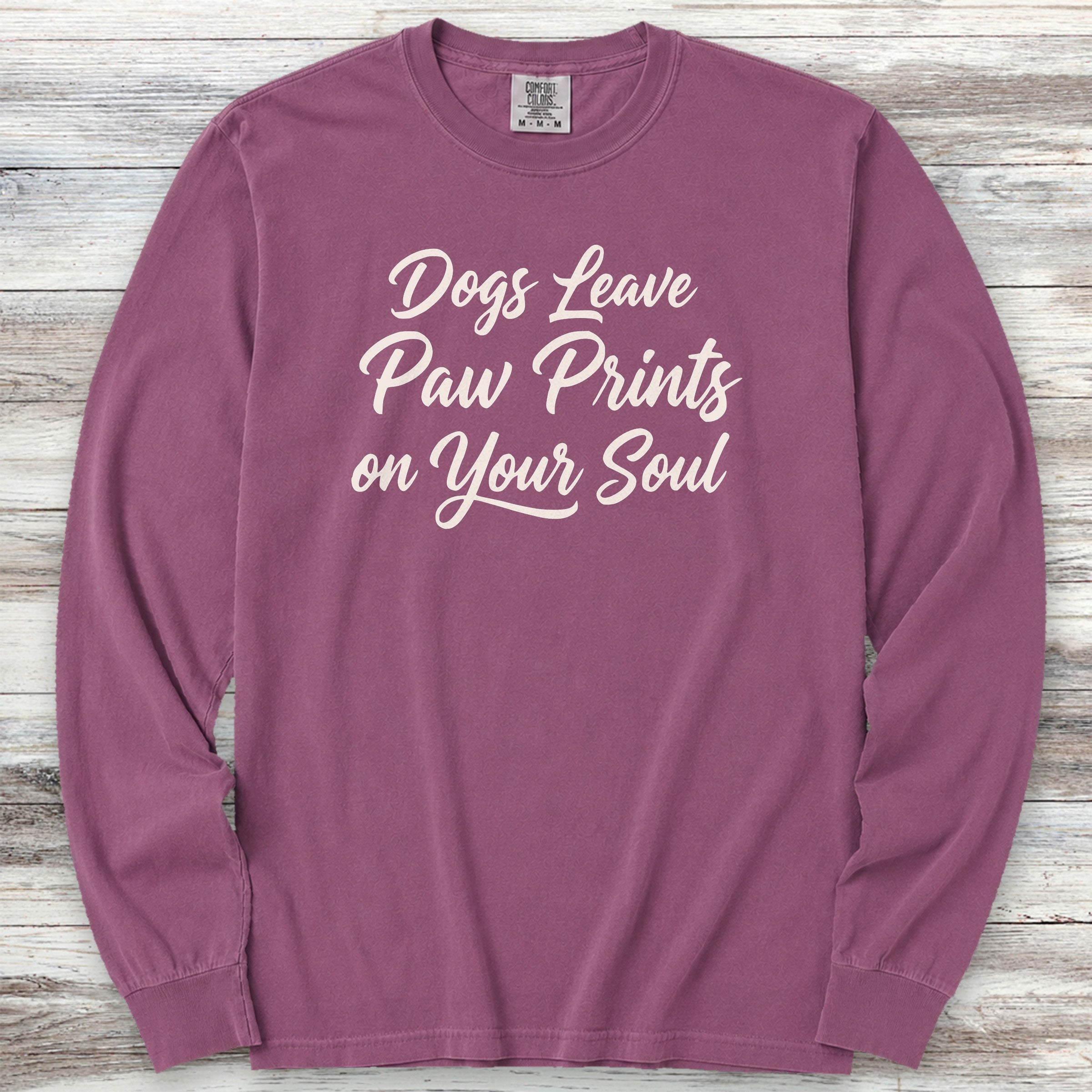 Paw Prints on Your Soul Long Sleeve Tee - Berry