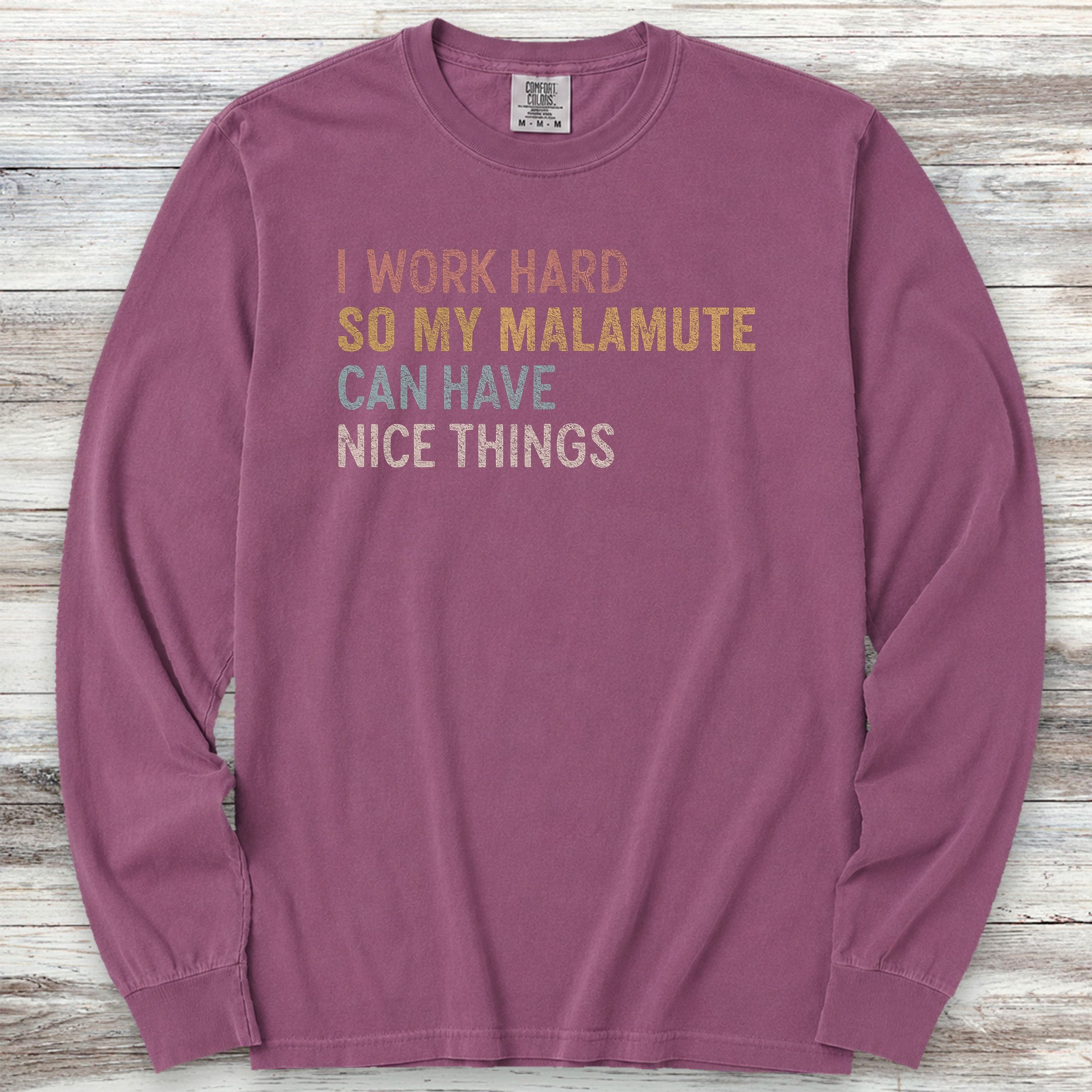 Malamute Work Hard Long Sleeve Tee - Berry