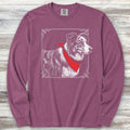 Australian Shepherd Etching Long Sleeve Tee - Berry