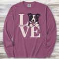 Border Collie Puppy Love Long Sleeve Tee - Berry