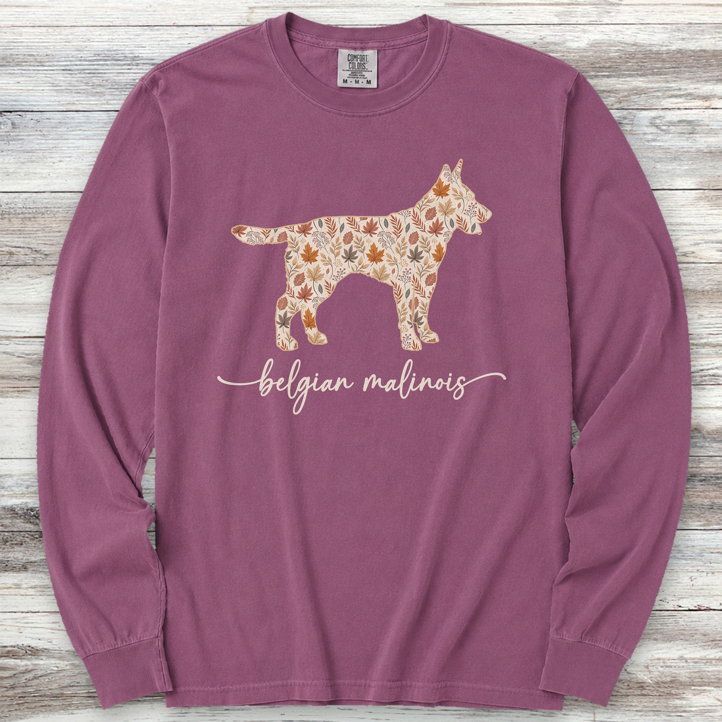 Belgian Malinois Fall Long Sleeve Tee - Berry